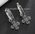 Paved 14K White Gold Plated Black Cubic Zirconia Men Women Cross Dangle Earrings